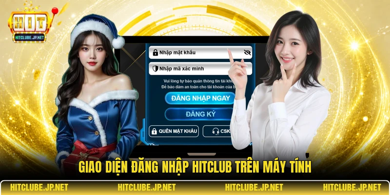 Giao diện đăng nhập Hitclub trên máy tính