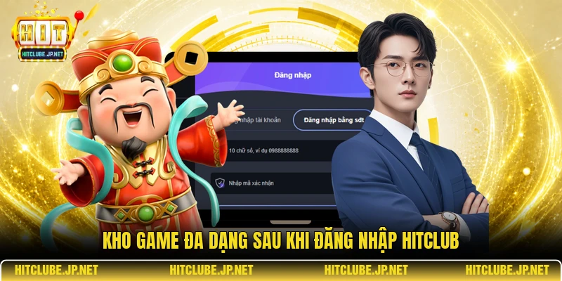 Kho game đa dạng sau khi đăng nhập Hitclub